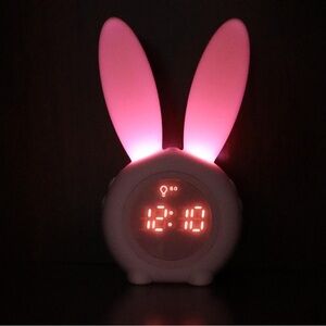 M Bunny Night Light Snooze Pink Alarm Clock ABS Silicon 3M magnet